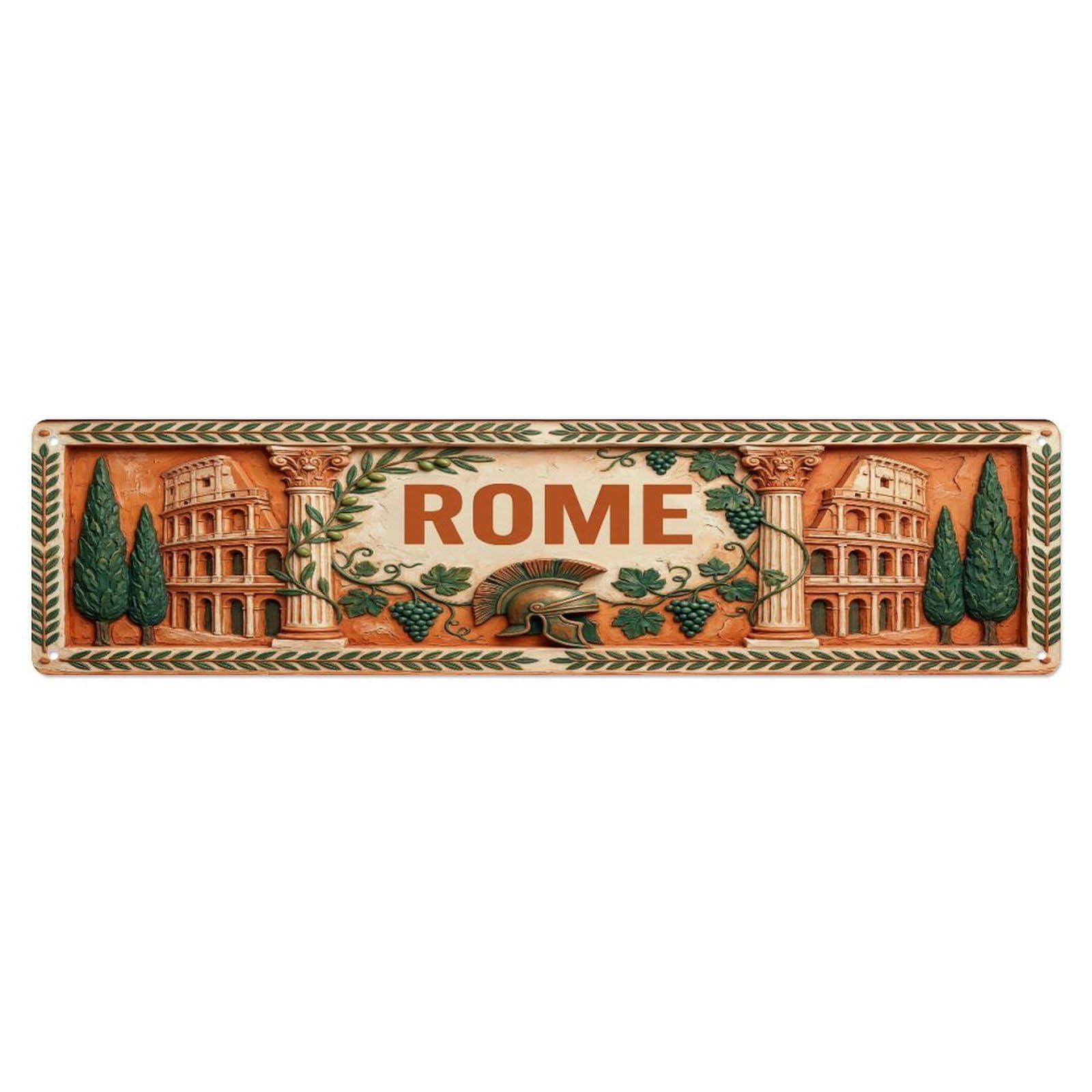 Xanthor Style Metal Tin Sign Vintage Rome Italy Flag Pattern