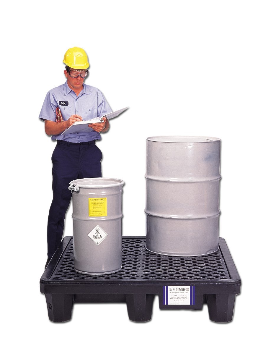 UltraTech Spill Pallet P4-3000, with Drain, Black, Recycled 4 Drum