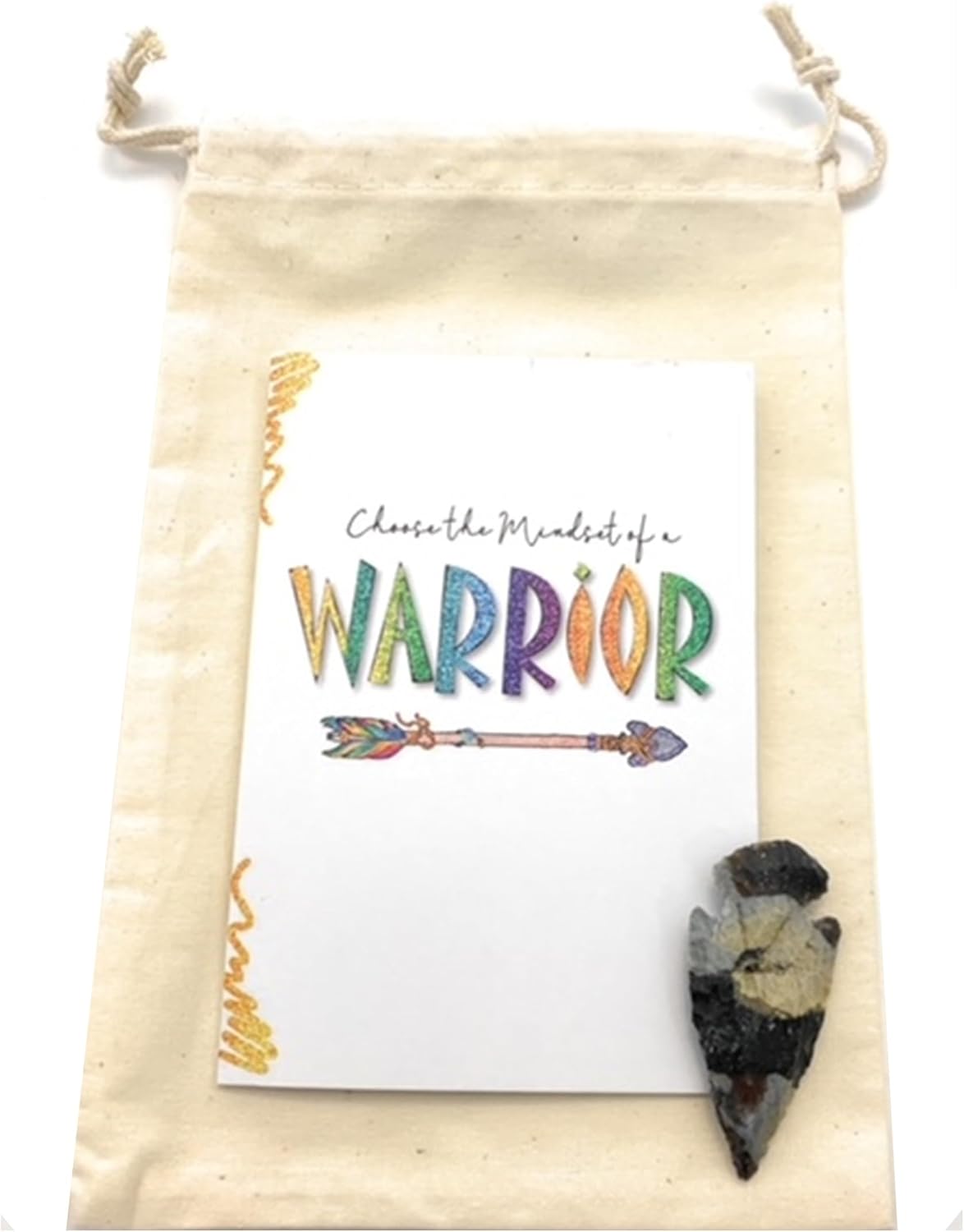 Smiling Wisdom | 10 Warrior Bulk Gifts | Employee Staff Team Students Scouts Motivational Encouraging 3.5x5in Appreciation Cards & Hand Carved Arrowhead Gift Sets | Agate Arrowheads
