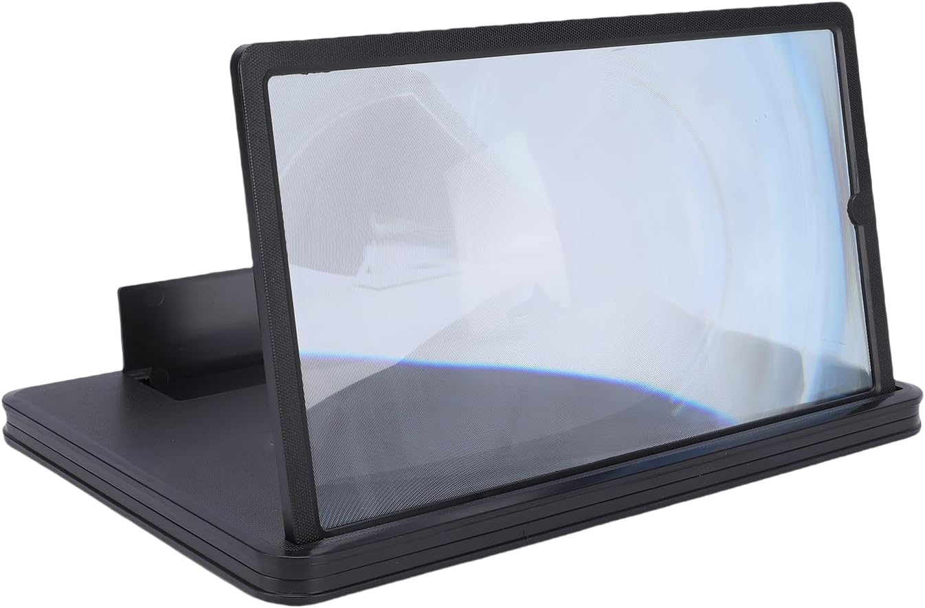 Mobile Phone Screen Magnifier, Portable 14 Inch 3D Screen Enlarger, Magnifying Projector Enlarger with Foldable Phone Stand for Watching Movies Reading Books (Black)