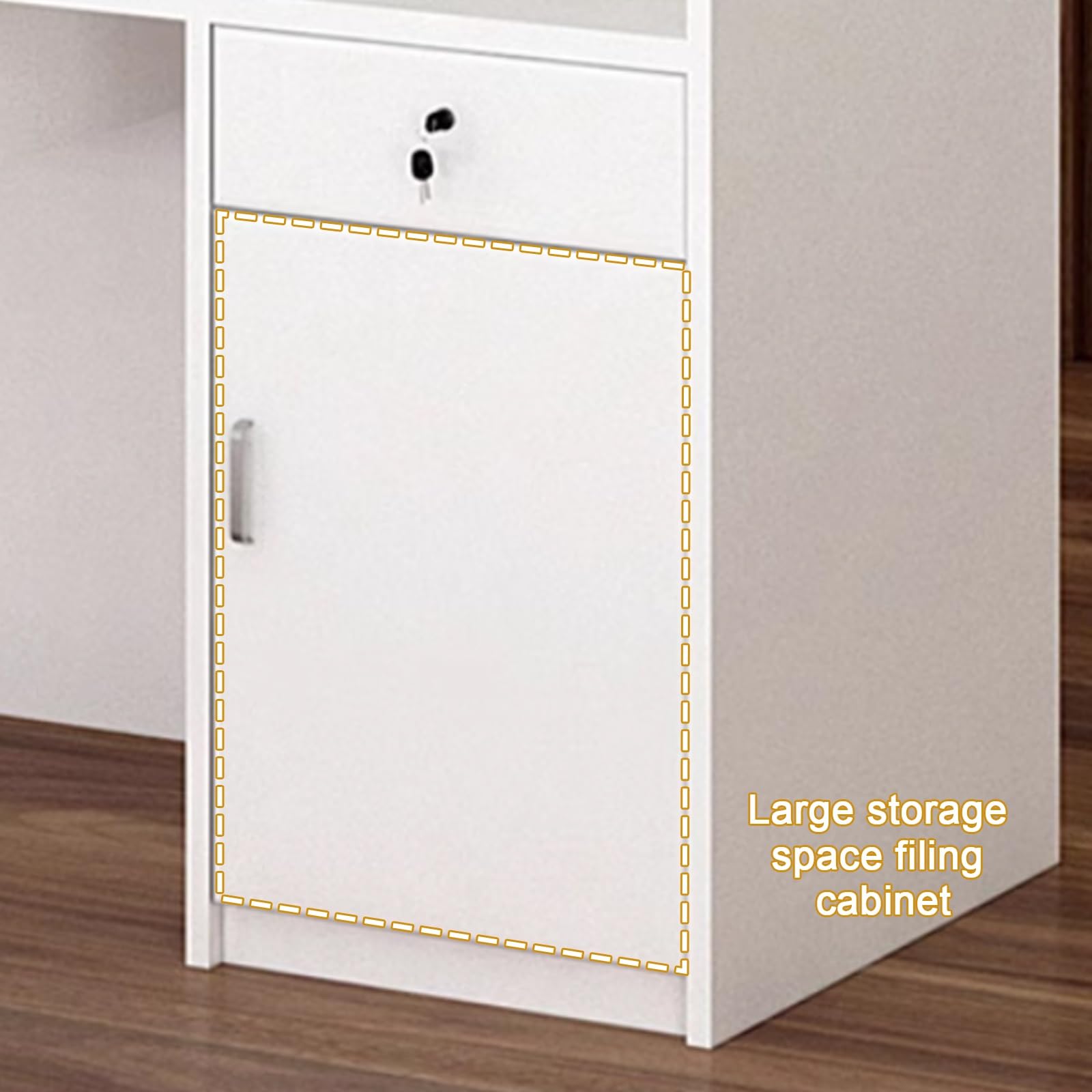 Scrivania con serratura Der & luce a LED, bancone per negozi, 140 cm, naturale, tavolo moderno per ricevimento per aziende e uffici