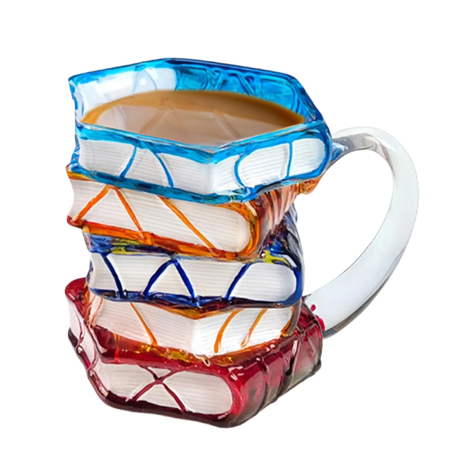 Vaso de café de vidrio transparente con material resistente y acabado colorido