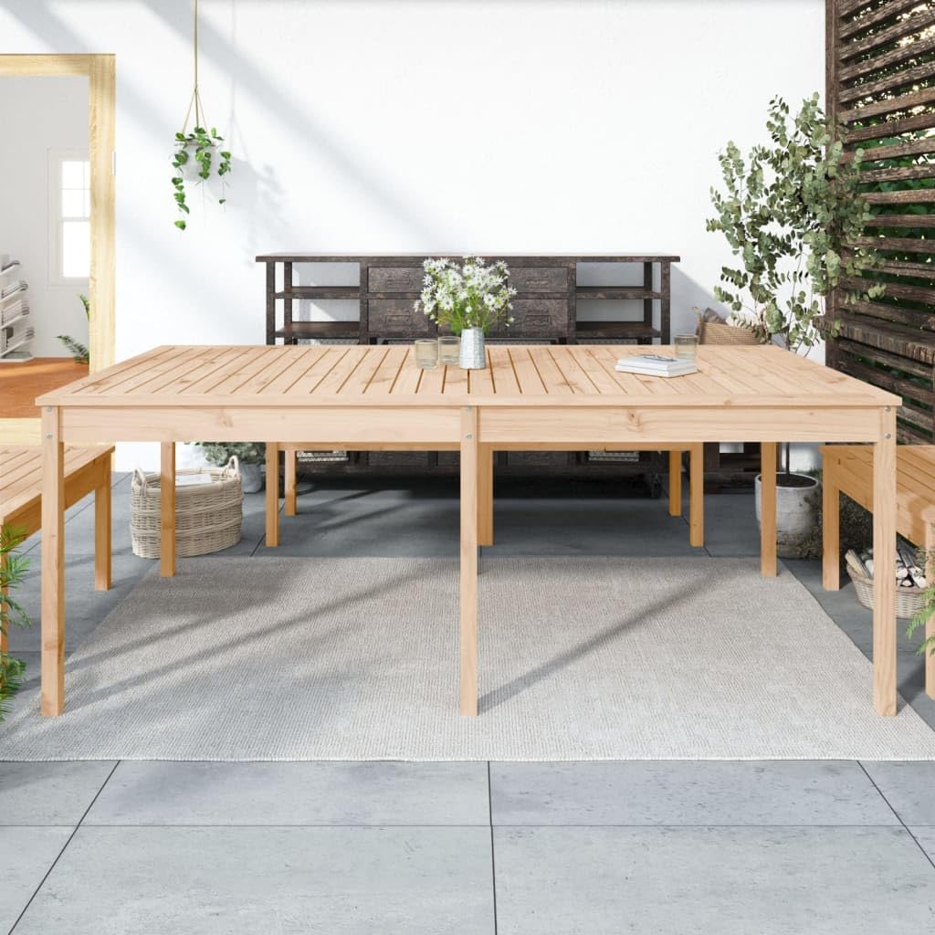 Stół ogrodowy z litego drewna sosnowego, 203,5 x 100 x 76 cm, wytrzymały, stabilny, na balkon, taras, do ogrodu, na werandę, idealny na piknik, kemping, do jedzenia, grillowania