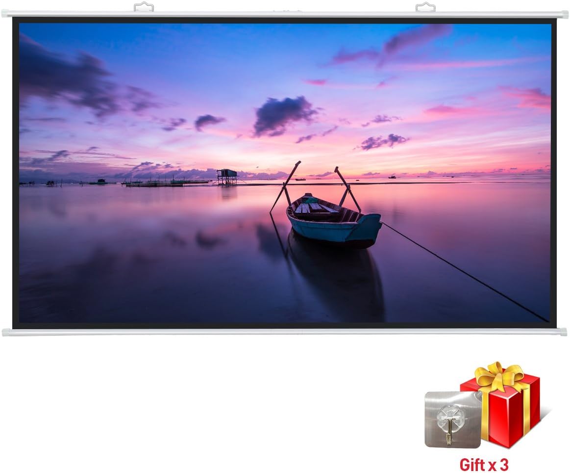 ExquizOn 16: 9 Projection Screen 100 Inch Diagonal 1.1 Gain 160 ° Portable Angle Vision Quick Installation for 4K HD Movie Projection Home Theater Indoor or Outdoor