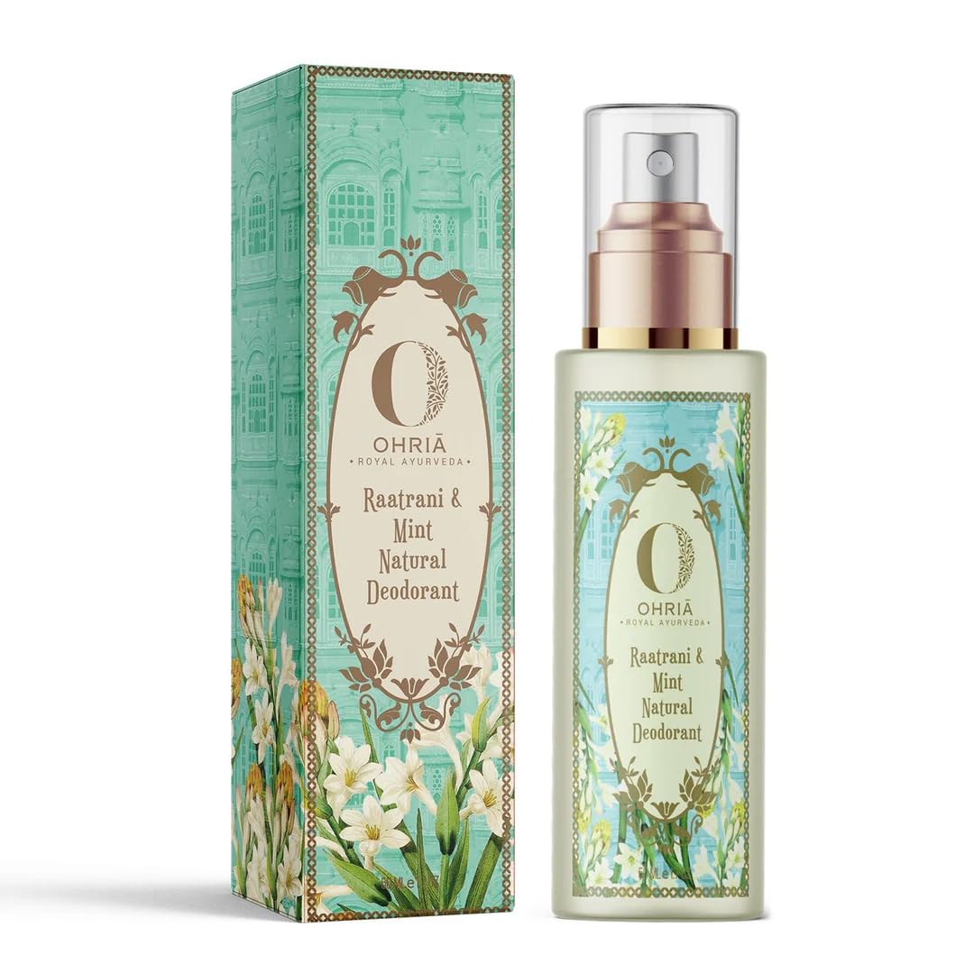 Ohria Ayurveda Raatrani & Mint Natural Deodorant with Khus, Aloe Vera, Sandalwood & Night - Blooming Jasmine Flowers – Toning, Cooling & Skin Brightening with Antibacterial & Anti-inflammatory Benefits - 50ml-image-49