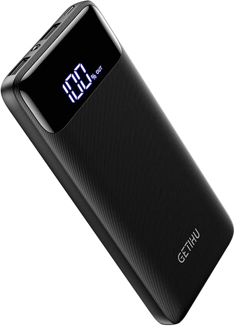 GETIHU Power Bank, 3A High Speed 10000mAh LED Display USB C Portable Charger, USB C In & Output Battery Pack with Flashlight Compatible with iPhone 14 13 12 11 X Pro Max Samsung S20 Huawei Xiaomi iPad