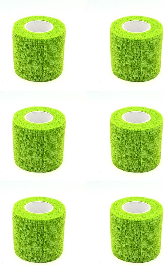 Self Adhesive Bandage Cohesive Warp Bandages Sport Medical Tape Tattoo Grip Cover Nonwovens 2"x5y 6Roll for Stretch Athletic, Ankle Sprains & Swelling, Sports，House Peta & Horse