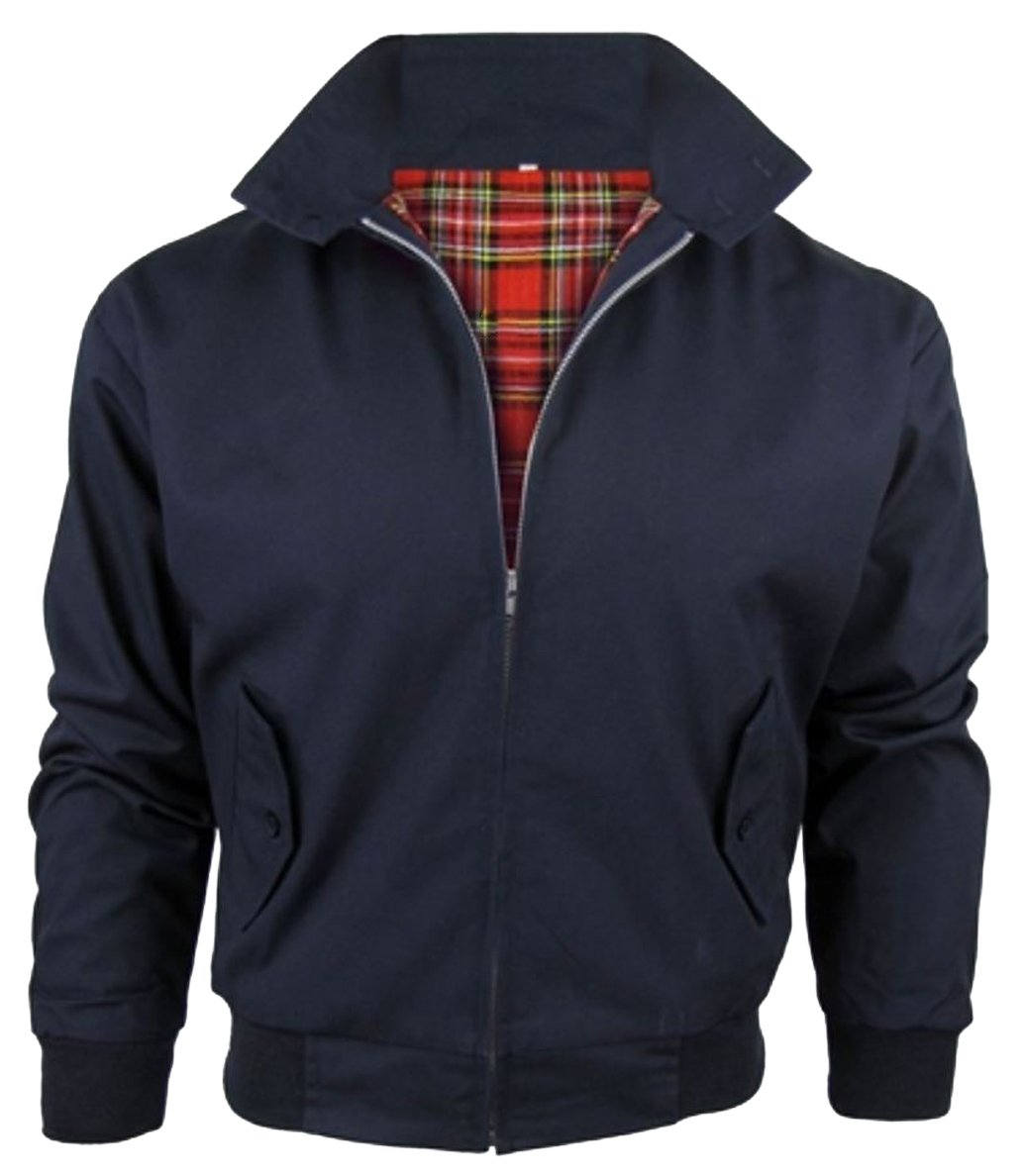 G5 APPAREL Boy's Classic Harrington Bomber Jacket - Tartan Lining for Kids Navy