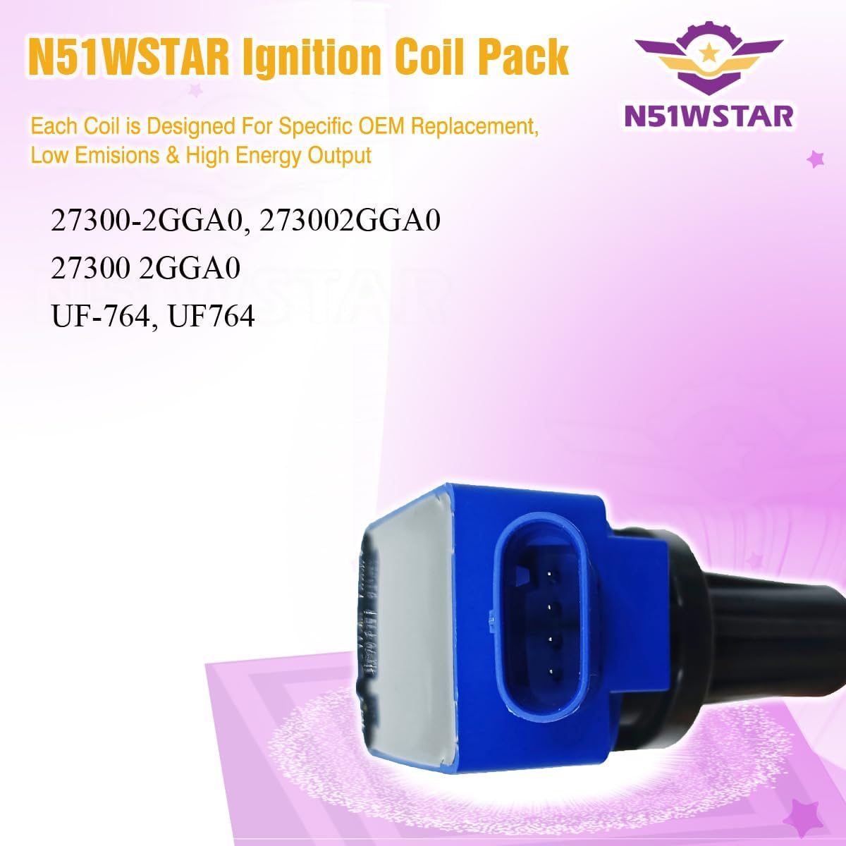 PERFORMANCE IGNITION COIL PACK UF764 SET OF 4 COMPATIBLE WITH HYUNDAI SANTA FE SONATA TUCSON VELOSTER N KIA OPTIMA RONDO SORENTO SPORTAGE STINGER 2.0 2.0T 2.4 L4 GENESIS G70 G80 G90 5.0L V8