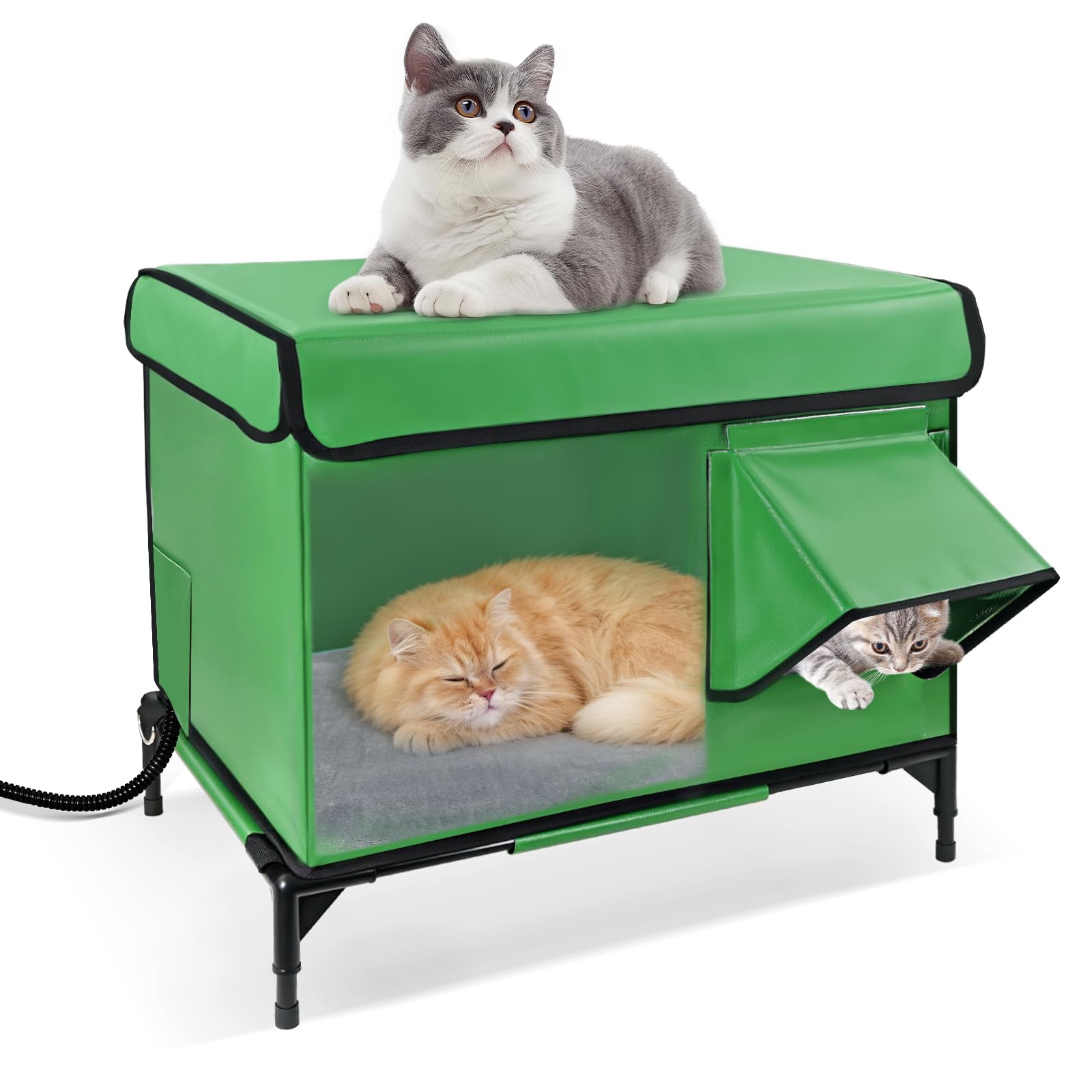 Outdoor Heated Cat House β Providing Warm Shelter for Cats and Small Dogs, Suitable for Multiple Stray Cats. The Raised Base Effectively Protects Against Wind, Rain and Snow
