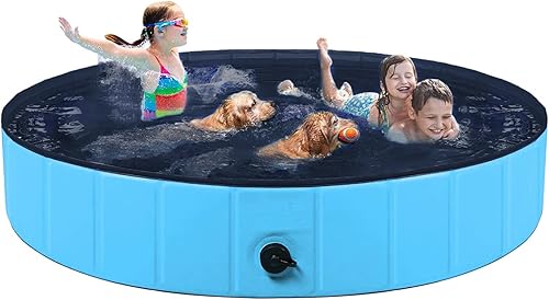 Miniatura 8 de Piscina plegable para mascotas, piscina grande para perros, piscina para mascotas, piscina antideslizante de PVC para todo tipo de mascotas, 48 a 12