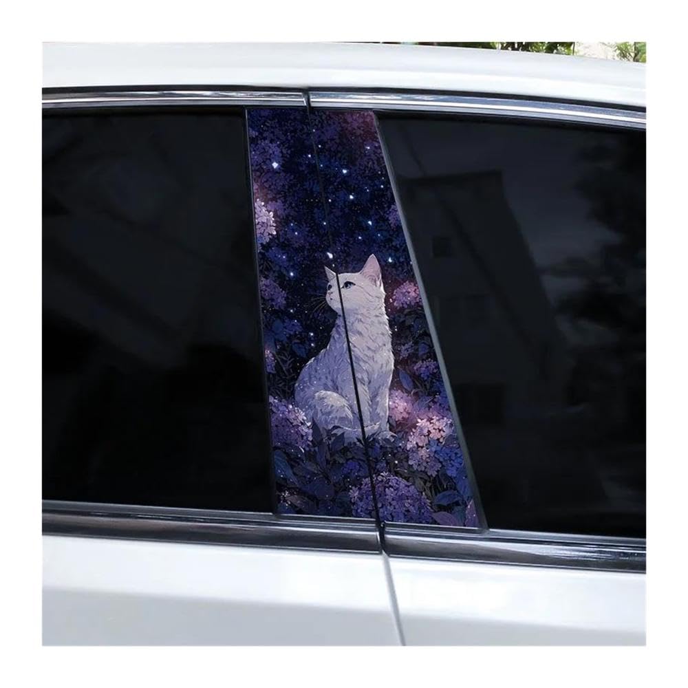 Body Parts 1Pair Car Door Pillar Decals Cute Cat Stickers Car Center Pillar Decals DIY(D)
