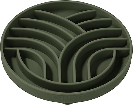 OHMO Slow Feeder Dog& Cat Bowl, Silicone Puppy Cat Food Bowl with Anti-Slip Suction Cup Slow Down Small Dogs Eating, Anti Choking S-Tree of Life,Camo Green