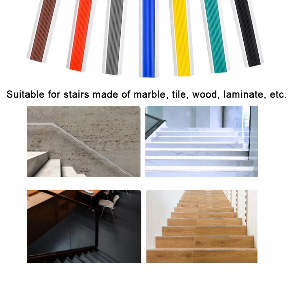 Striscia antiscivolo in vinile per scale, 101,6 cm, in gomma e alluminio, per la sicurezza, ideale per anziani e bambini (rosso, 4,6 cm di larghezza)