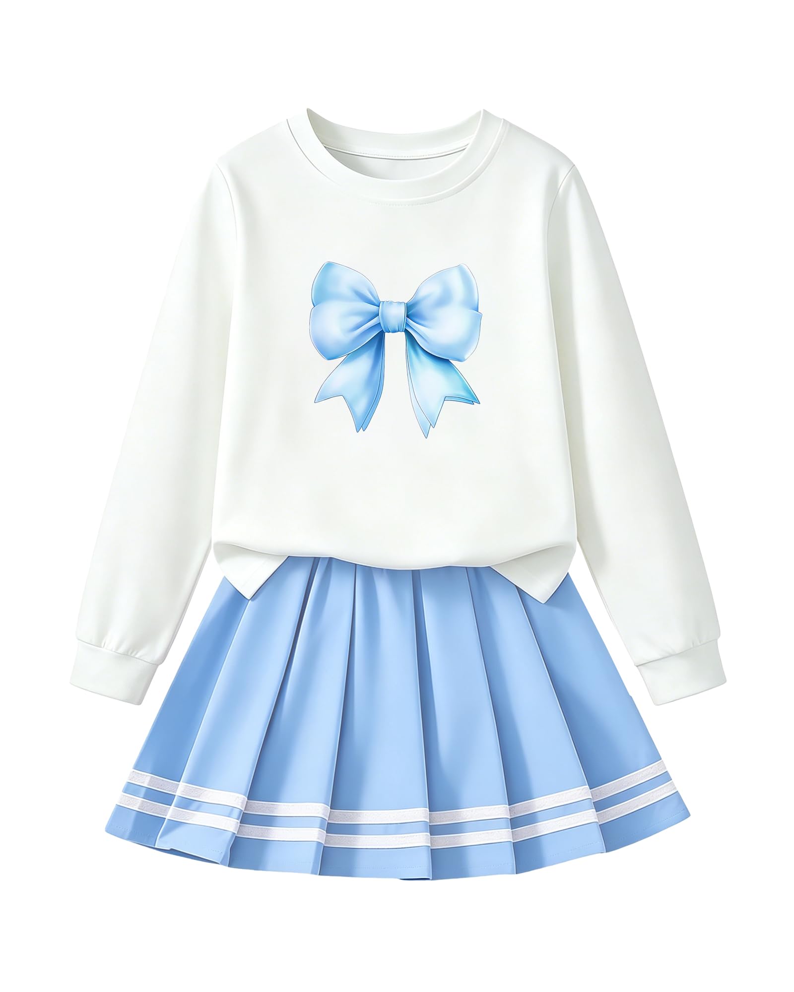 Betusline Girls Skirt Set, Printed T-Shirt &amp; Pleated Skirt, 4-14Y