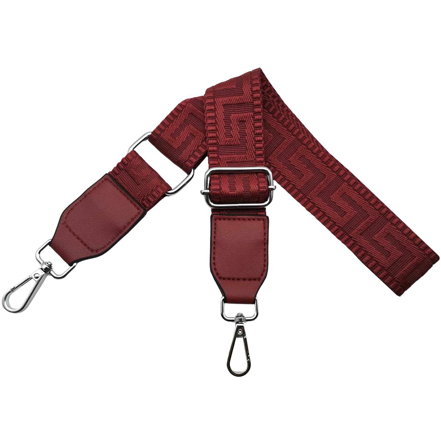 Omxyinma Women's Pure Wine Red Bag Straps Replacement Handbag Strap Wide 3.8 Cm With Silver Hardware Buckle, With Leather, Shoulder Straps For Bags, Crossbody Handbags T15