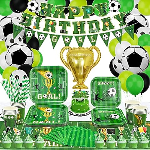 Inspireyee 177 Pack Football Party Supplies Sports Theme Birthday Decorations Football Party Plates Set Football Theme Tableware Set for Boys Sports Theme Birthday Decorations Serves 20 Guests Cover
