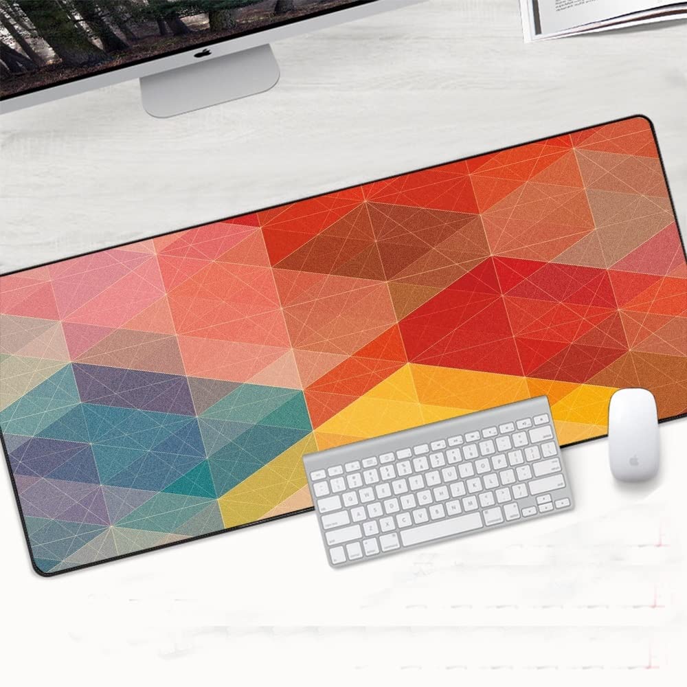 Alfombrillas geométricas grandes para teclado y ratón, almohadilla suave HD XL para computadora grande (DBX-032, 900 x 400 x 2 mm)