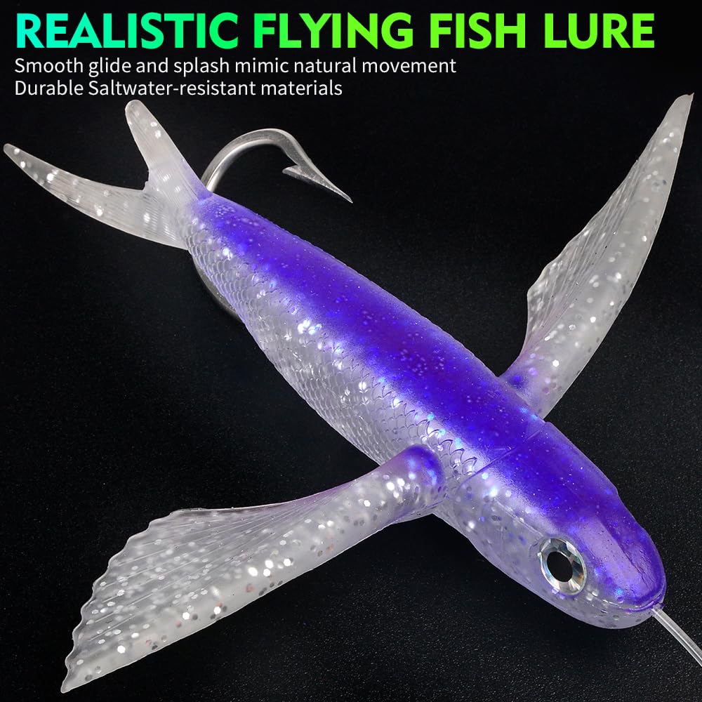 Daisy Chain Teaser Schleppköder – Fliegender Fisch, Teaser, Großspiel, Salzwasser, Offshore, Thunfisch, Mahi, Wahoo, voll Rigged Squid Teaser, Trolling, Angelköder mit Netztasche