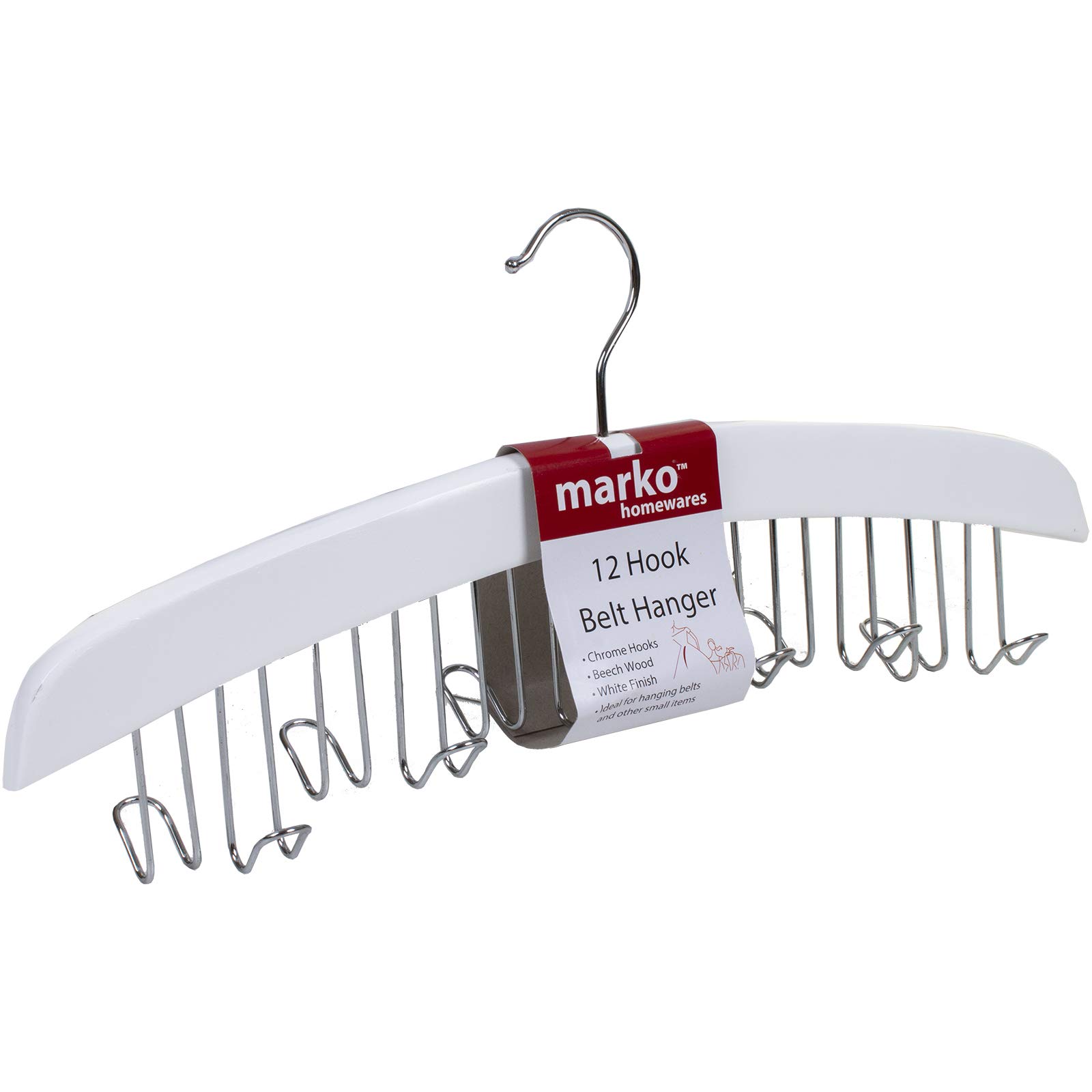 marko Homewares 12 Hook Belt Hanger Scarf Tie Storage Organiser Coathanger Clothes Wardrobe Hang