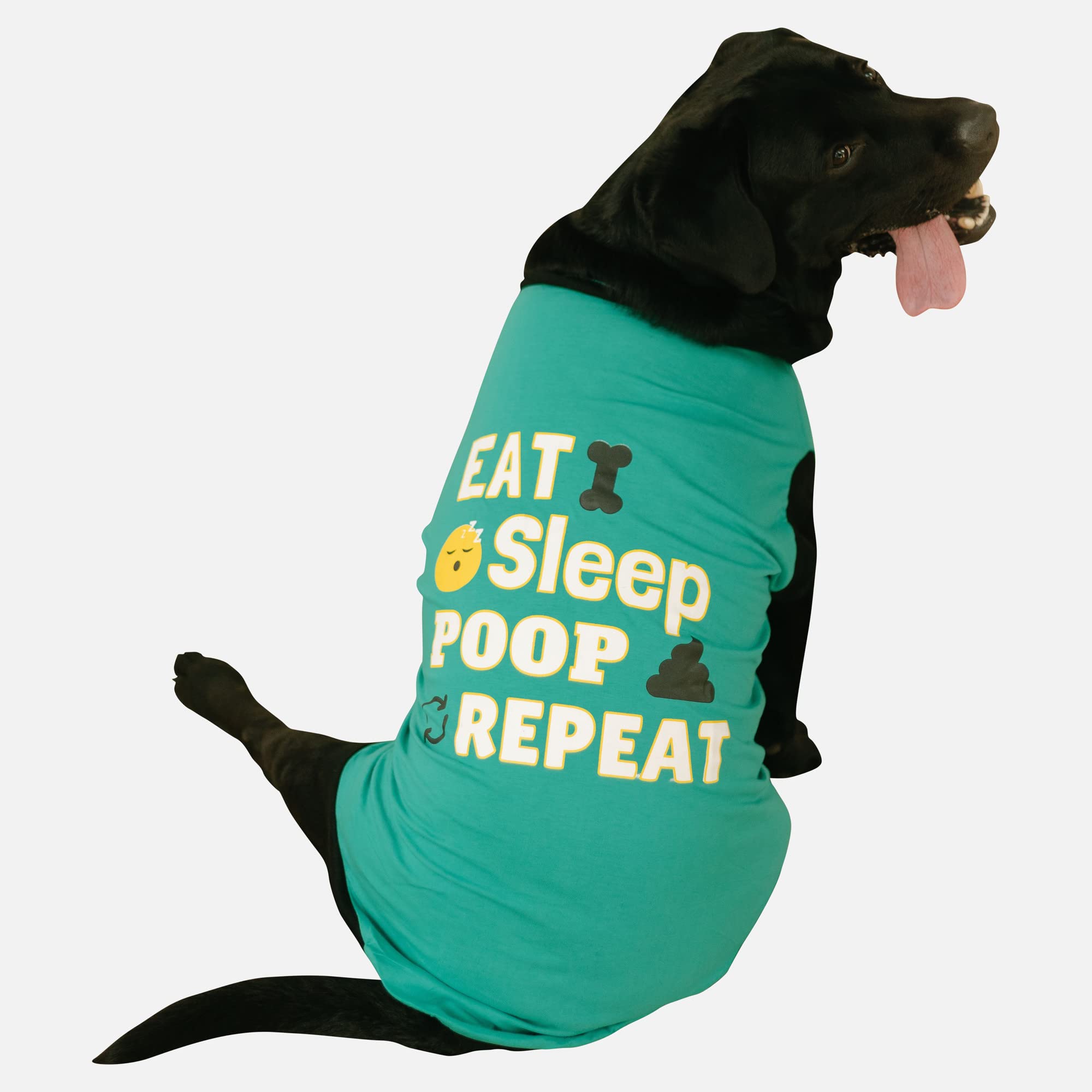 Pet Set Go Eat Sleep Poop Repeat Printed T-Shirts for Dogs and Cats | Sleeveless | Pet Clothing | Round Neck | Gifts for Dogs (Small, Medium, Large Breed Dogs) | 100% Cotton - Blue (6XL 28”)