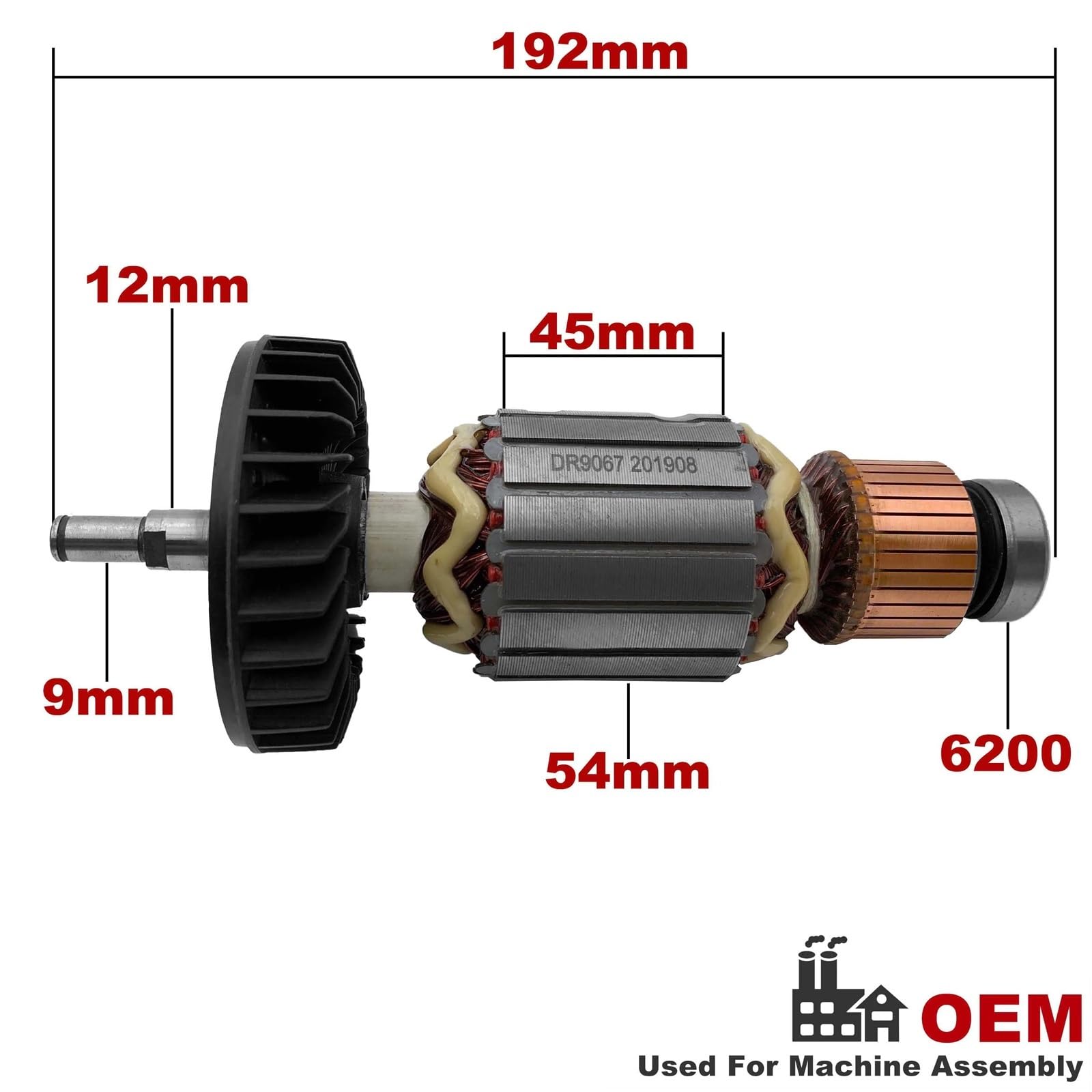 Rotor de armadura AC 220V 240V 9067 9069, piezas de repuesto for amoladora angular, amoladora 518705-3