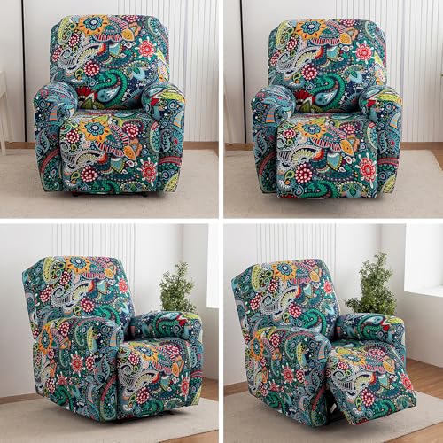 Image of Recliner Slipcovers 4-Pieces Lazyboy Recliner Covers Recliner Couch Covers Recliner Chair Cover Non Slip Reclining Slipcovers with Storage Pockets Furniture Protector for Living Room