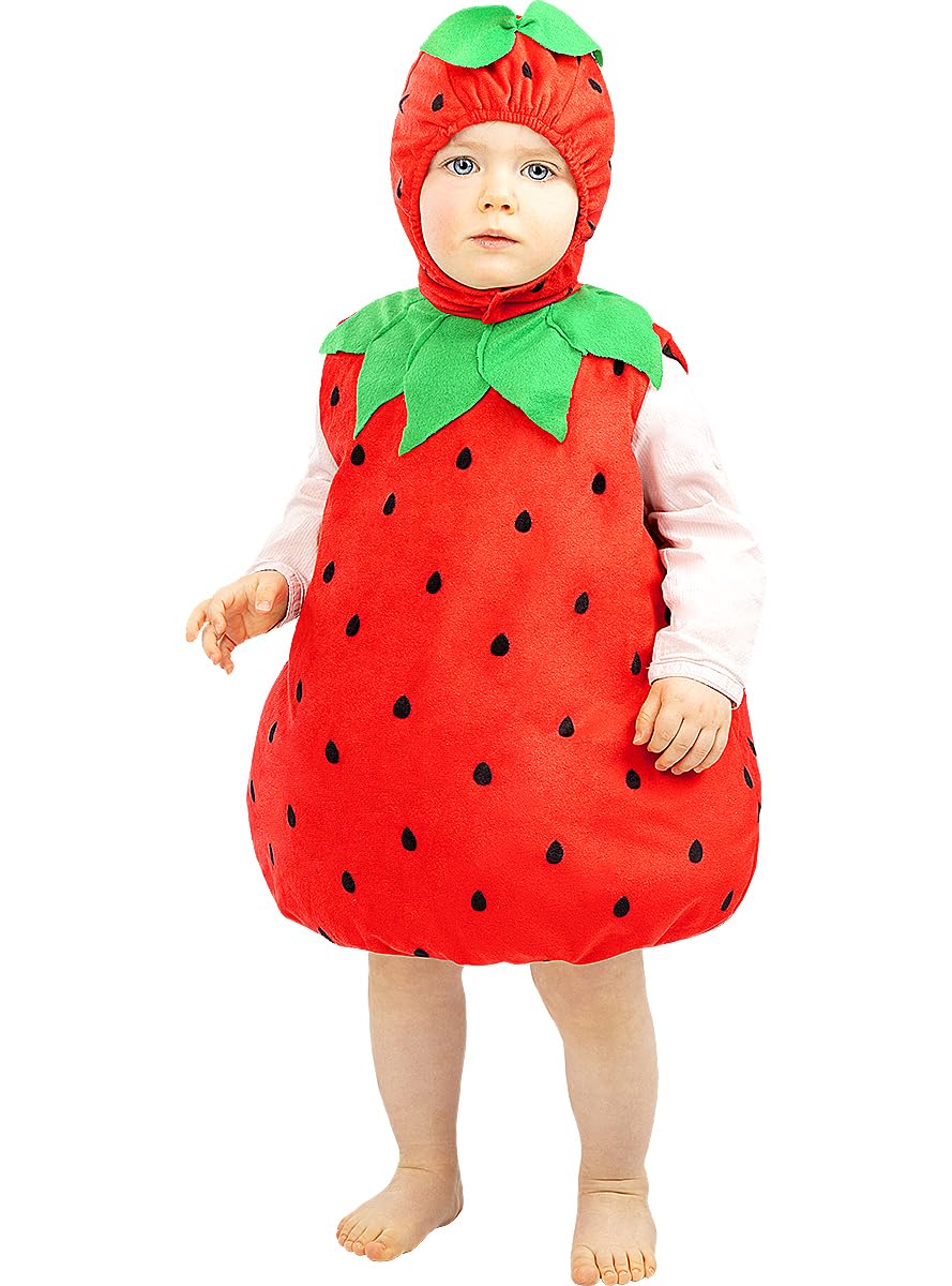 Funidelia | Disfraz de Fresa para bebé Fruta, Comida - Disfraz para niños y divertidos accesorios para Fiestas, Carnaval y Halloween - Rojo