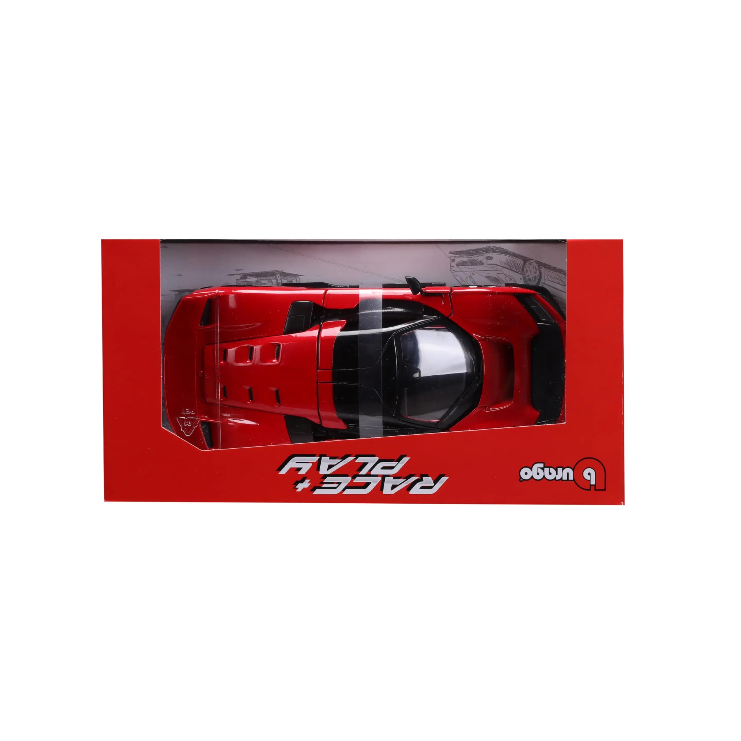 Bburago "Race&Play Ferrari F80, rosso – Supercar modellino 1:24 Die-Cast originale, auto giocattolo da collezione con porte mobili, cofano e bagagliaio a partire dai 3 anni in su (18-26034)