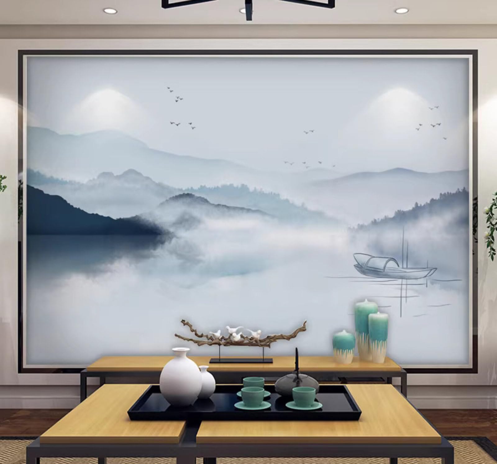 Creative Minimalist Hand Drawn Landscape Ambience 3D Wallpaper Easy Install Feature Office Living Room Sofa Bedroom TV Background Wall Decoration-350cm×256cm