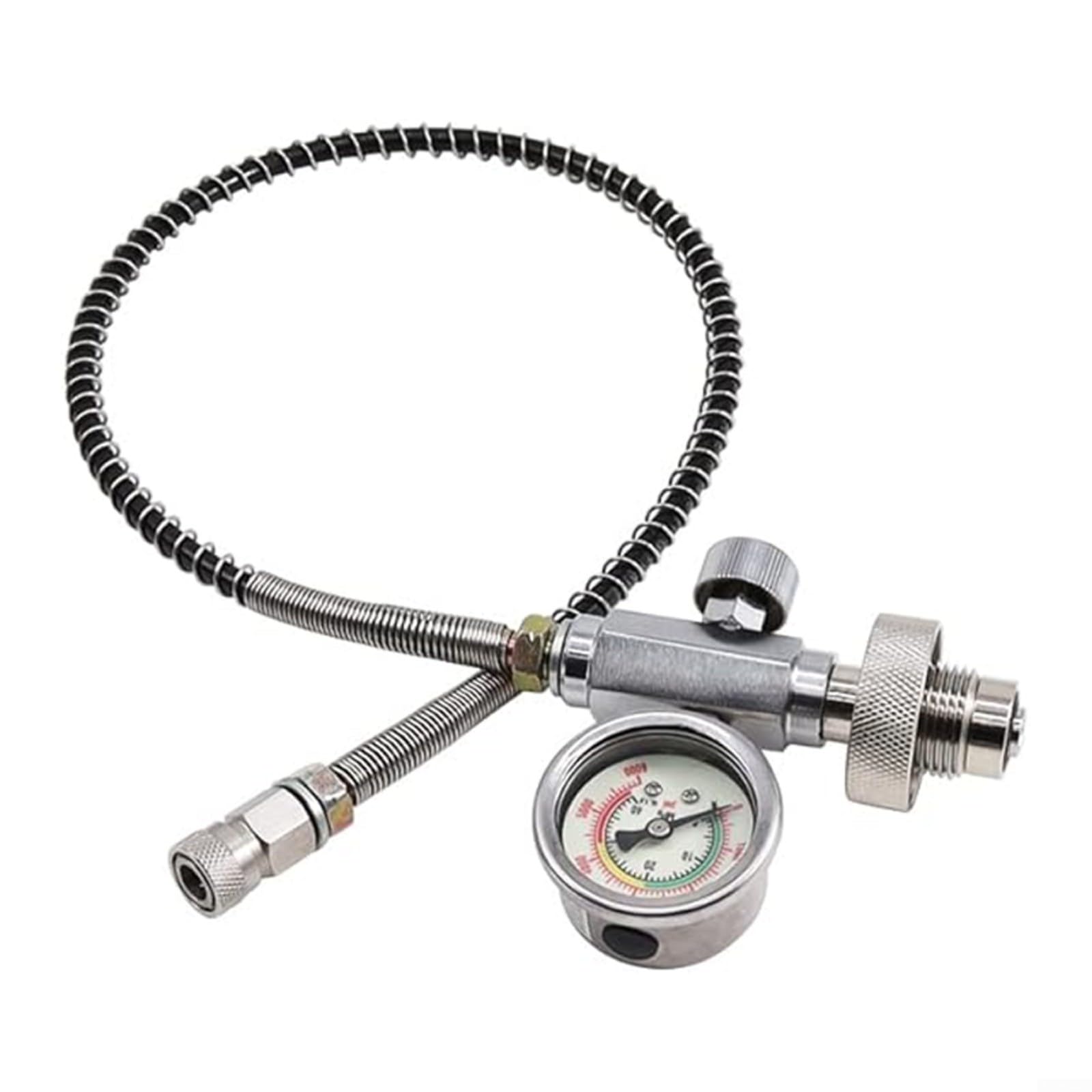 Manometro per la pressione dell'acqua – stazione di ricarica per immersioni all'aperto 40 MPA 4500 psi con indicatore luminoso 6000 psi e connettore rapido femmina da 8 mm per trasferimenti