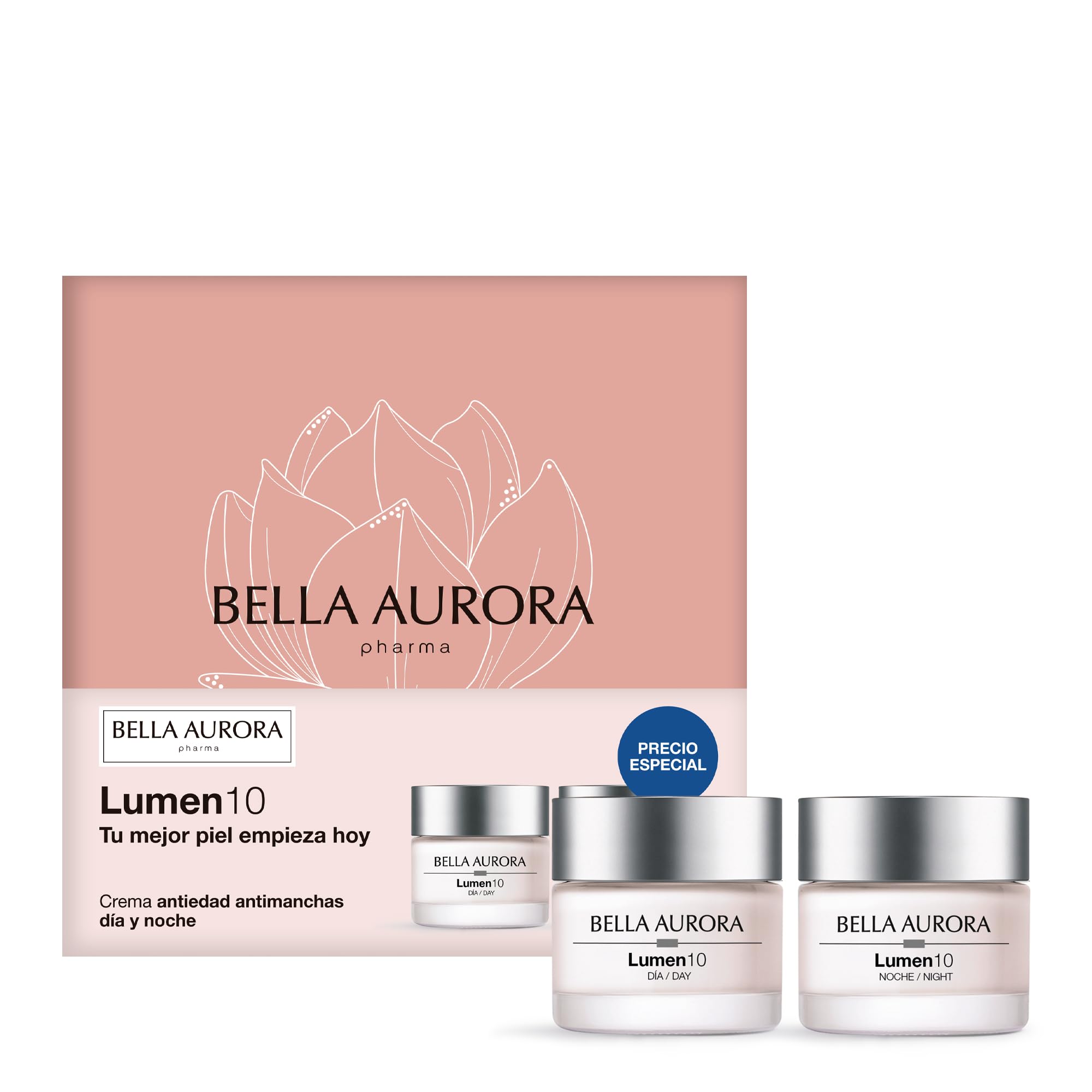 Bella Aurora Lumen10 Pack Antiedad Antimanchas Día + Noche | Ilumina, Corrige Manchas y Reduce Arrugas | Tecnología Epigenética y Ácidos Renovadores | Todo Tipo de Piel | 2 x 50 ml