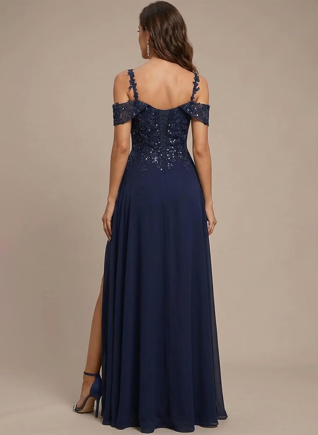 Sequin Lace Mother of The Bride Dresses for Woman with Slit Spaghetti Straps Long Formal Evening Dress - Image 2