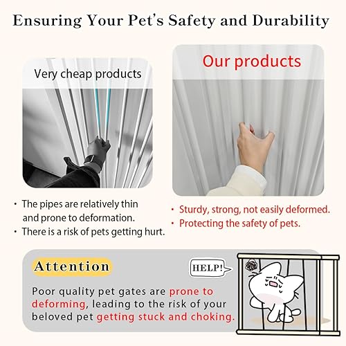 Miniatura 6 de Lumizone Puerta Extra Alta para Gatos de 61.02" de Alto Montada a Presión Extra Ancha 2025 Nueva (17 Tamaños) Separación de 1.37" Sin Perforación