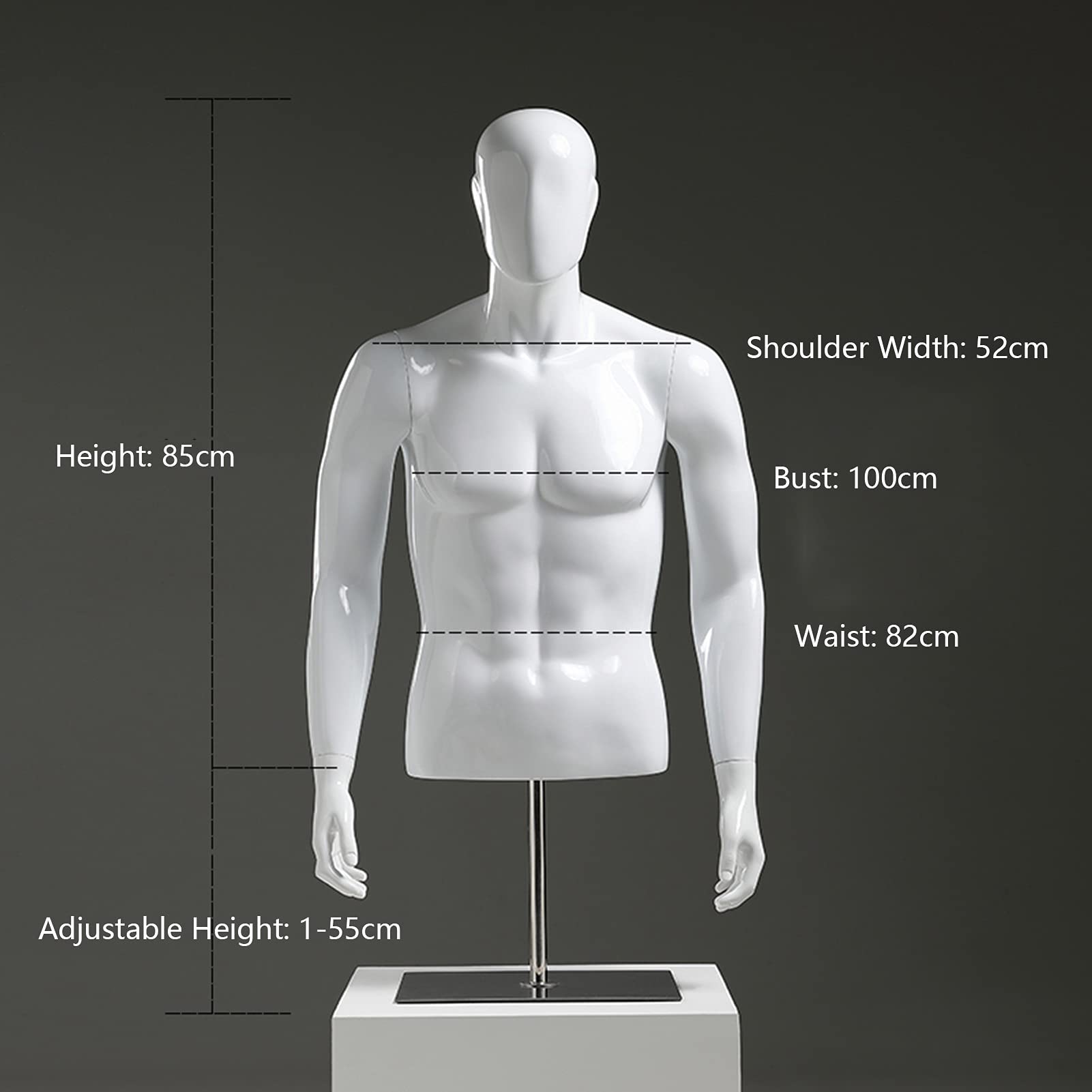 Mannequin Gonflable Homme – Torse Complet 168 Cm, PVC Argent, Pour Présentation Vêtements, Salon, Exposition, Portable