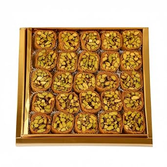 Zaitoune Pistachio Mabrumah Baklava Authentic Middle Eastern Dessert | Premium Gift Box with Rich Pistachio Filling & Crispy Kataifi Layers | Handmade Luxury Arabic Sweet Perfect for Sharing & Gifting 18 oz
