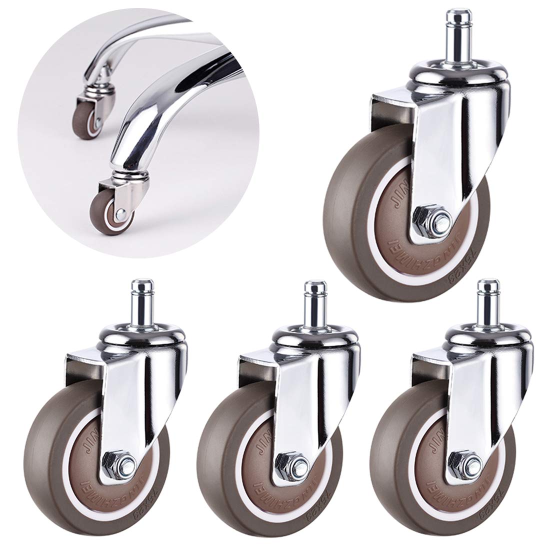 GYRAZXS Heavy Duty 360° Rubber Castor Wheels for Office Chair Trolley Castors Universal 25mm (1in) - Smooth Moving Durable Perfect for Furniture & Equipment