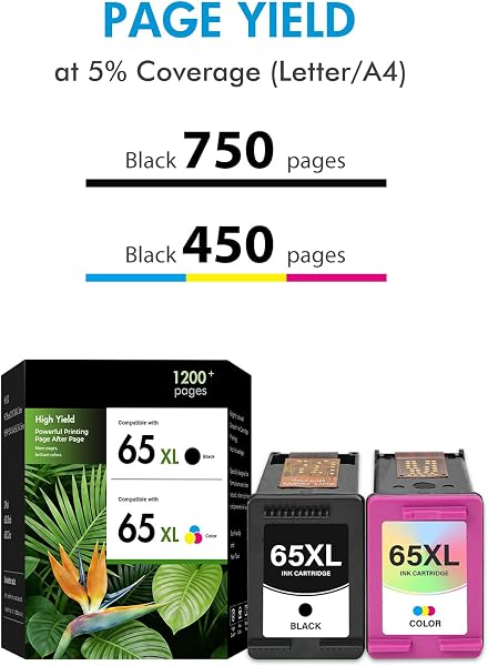 65XL Ink Cartridge Compatible Replacement for HP 65 XL (Black & Color 2 Combo Pack) | Works with HP DeskJet 3755 2600 2625 2652 2655 3700 3720 3752 3772 Envy 5000 5010 5052 5055 Printer Series - 3