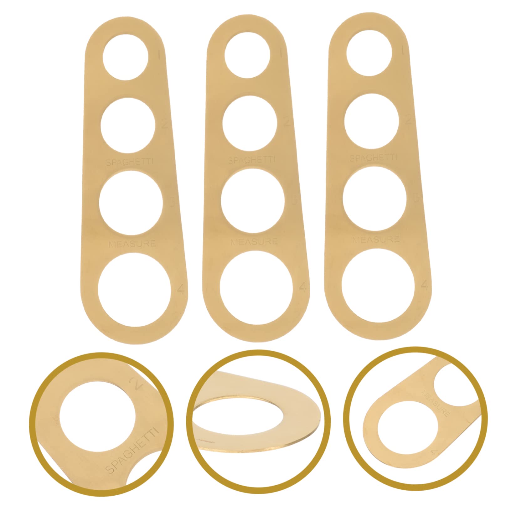 COLLBATH Stylish Golden Pasta Measurer 3 Pack of 430 Stainless Steel Spaghetti Ruler for Precise Noodle Measurement