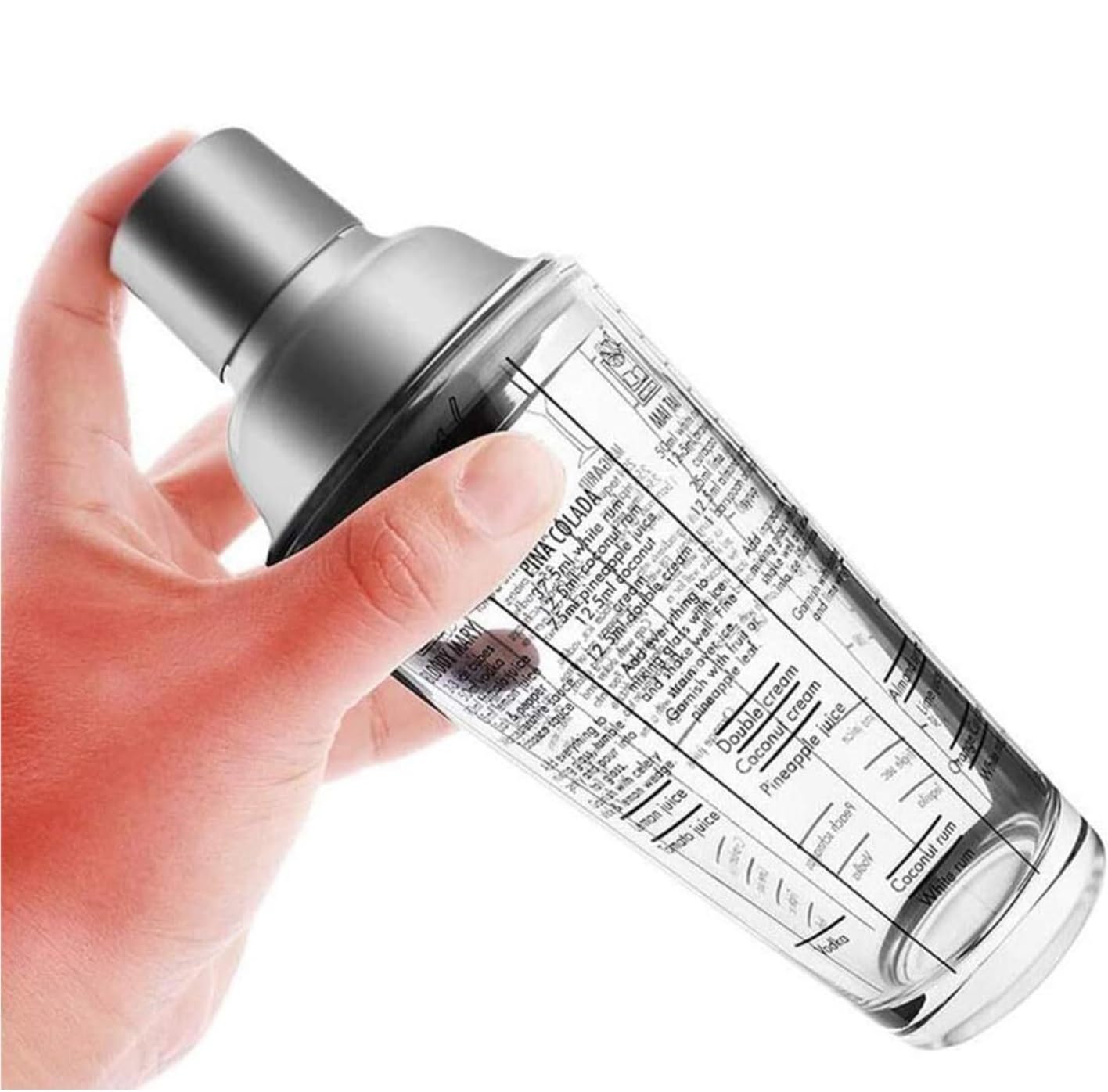 Shaker À Cocktail pour Mélanger Boissons Ensemble De Fabrication De Cocktails 400 ML avec Support en Verre Cocktail Shaker Set Bar Tool Set Barman Kit pour Bar Fête(B)