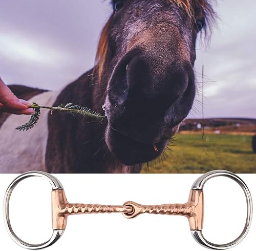 Miniatura 3 de TOPINCN Caballo Snaffle Caballo Masticar Acero Inoxidable Eggbutt Bit Sacacorchos Cobre Boca Enlace Francés Suelta