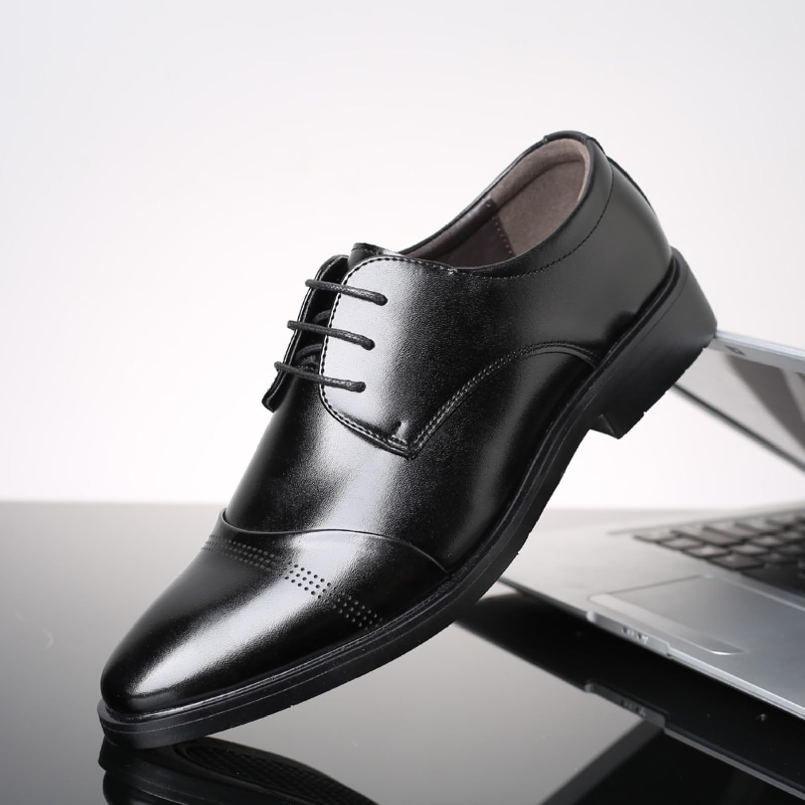 Derby Buty Oxford Męskie sznurowane buty sukienka buty z niskim obcasem buty lakierowana skóra robocza formalna panna młoda czarne brązowe EU 37-48, G Xz701 czarny, 47 EU