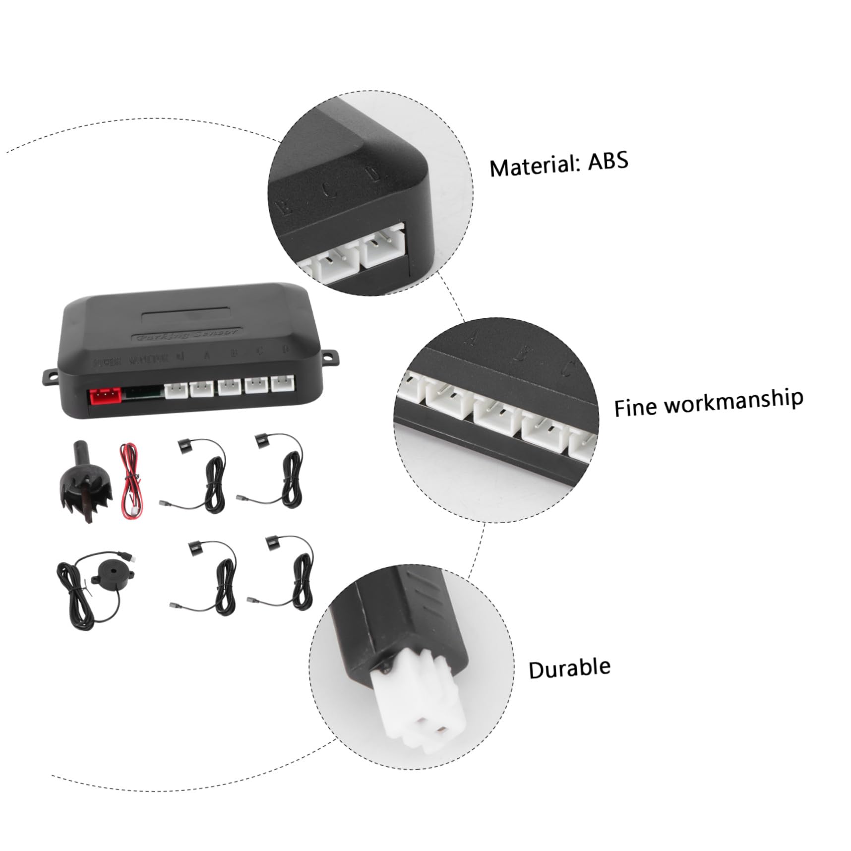 Cabilock Sensori di Parcheggio Auto con 4 Sensori Abs Nero, con Doppia CPU e Chipset Avanzato per Rilevamento Oggetti Piccoli, per Parcheggio e Retromarcia