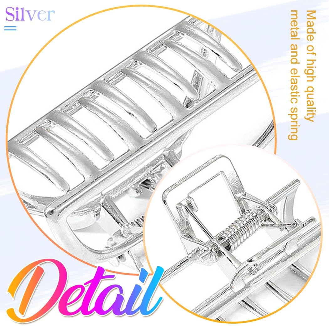 CAKURE Silver Hair Clips Mini Metal Claw Clips for Thin Hair Hair Accessories for Women (Pack of 2) (b-silver) - Image 4