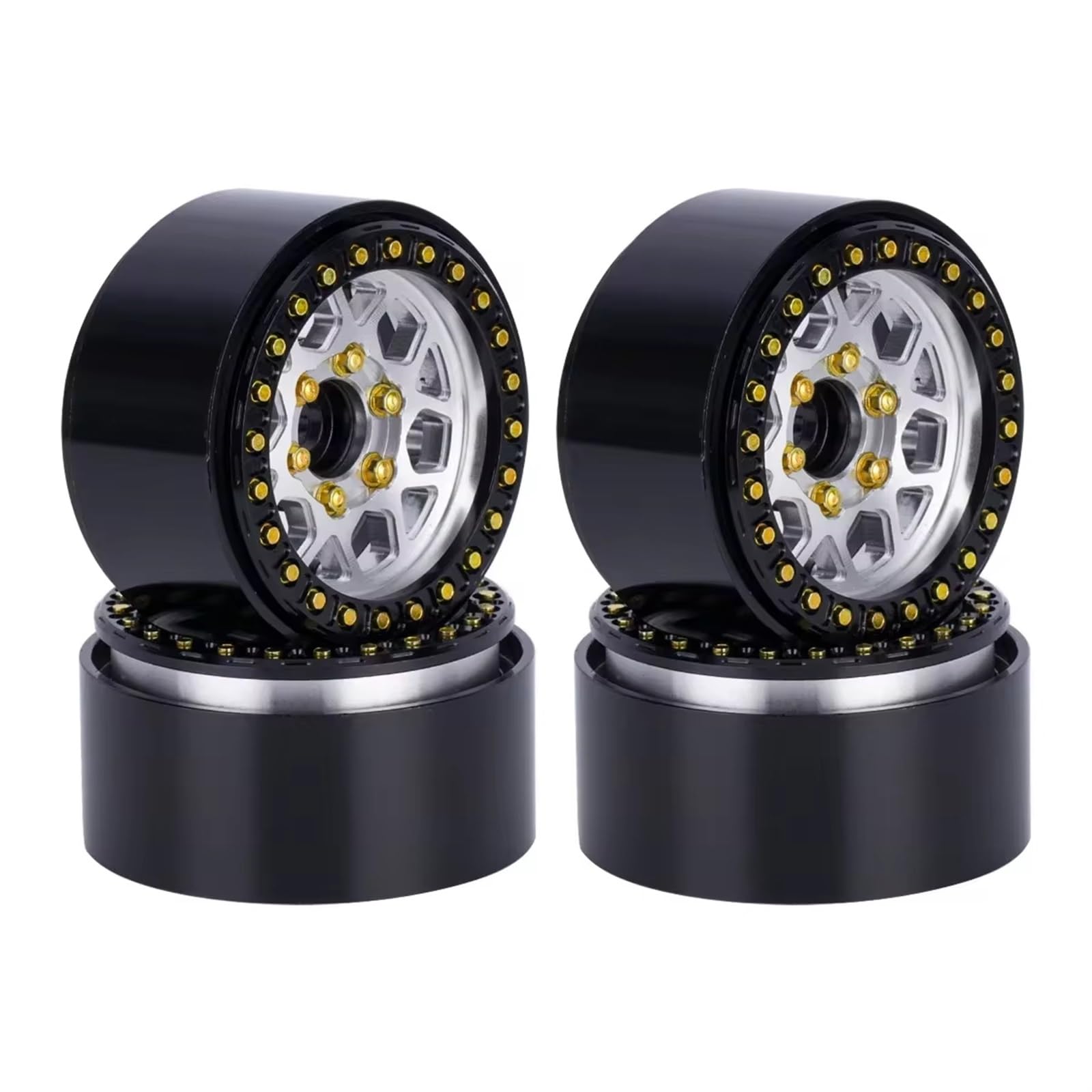 Compatible With Redcat SCX10 TRX4 For Capra 4PCS 1.9 Aluminum Alloy Beadlock Wheel Hub Rim 1/10 RC Car Crawler Upgrade Parts RC Ruote Gomma