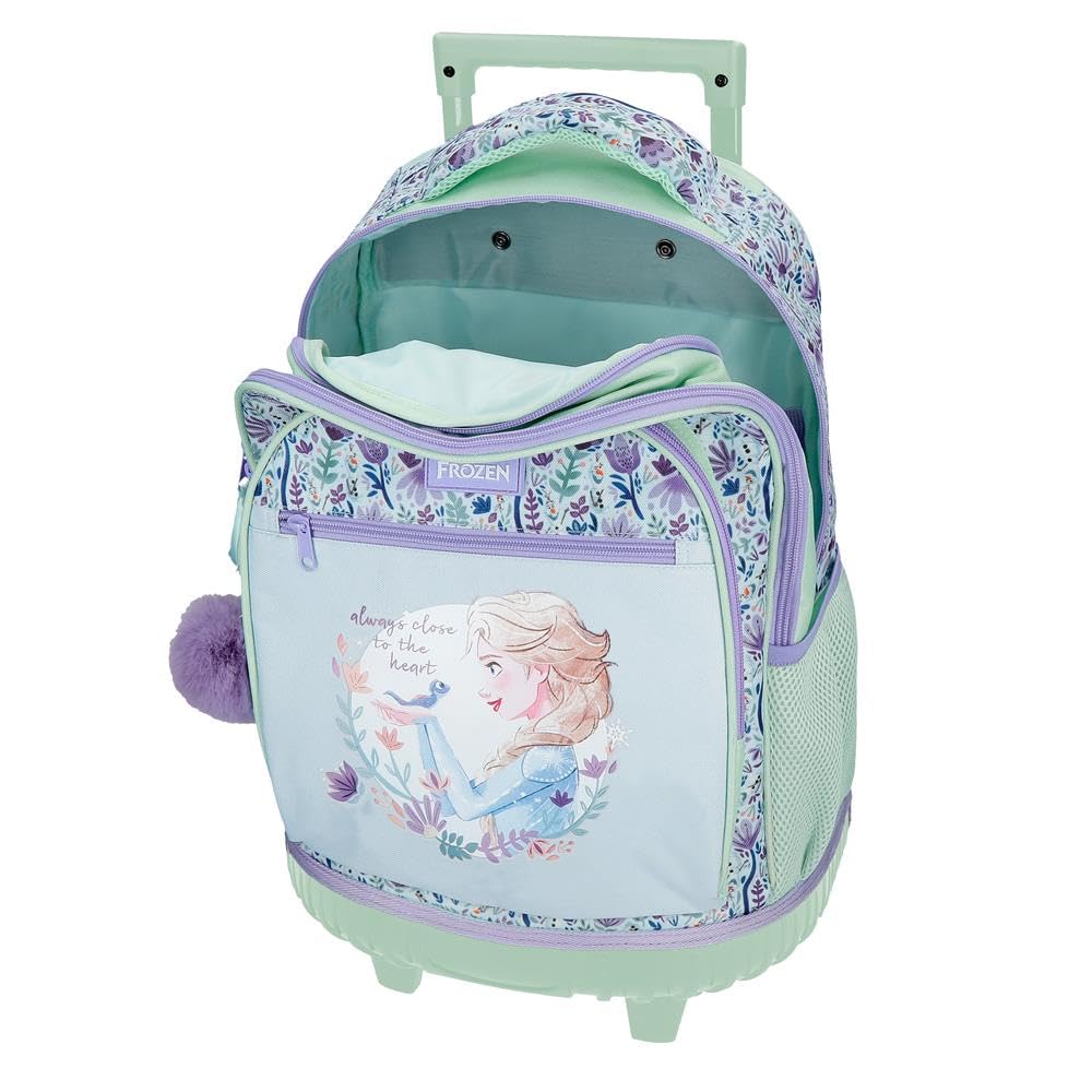 Disney Frozen Close to The Heart Kinderrucksack, Schulrucksack, aus Polyester, Seitentaschen, breite verstellbare Träger, Tragegriff Oben zum Aufhängen, Magic Fix-System.