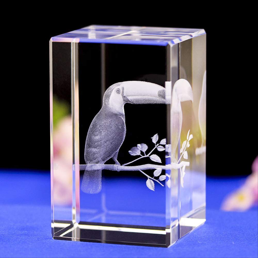 ZGPTX Crystal 3D Statue Decor Gift Toucan Crystal Inner Carving Ornaments Funny and Cute Animals