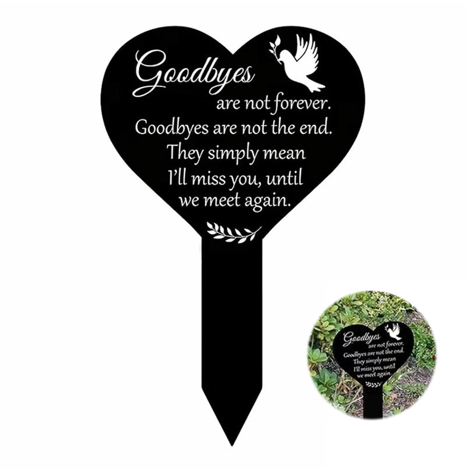 Grave Ornaments, Memorial Plaques, Memorial Garden Ornaments, Grave Decorations Heart Shaped Waterproof Sympathy, Dad Grave Ornaments for Family From Daughter Son Grandparents Bereavement (Black)