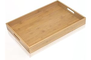 Krimax Serving Tray with Handles - Premium Bamboo Breakfast and Decorative Tray