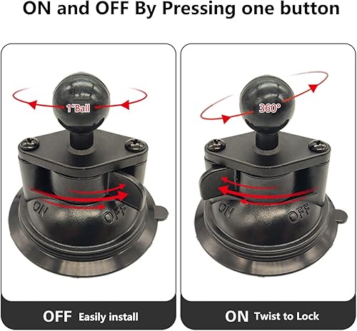 Miniatura 4 de Base de ventosa de montaje con ventosa con bola de 1" para parabrisas de vehículos